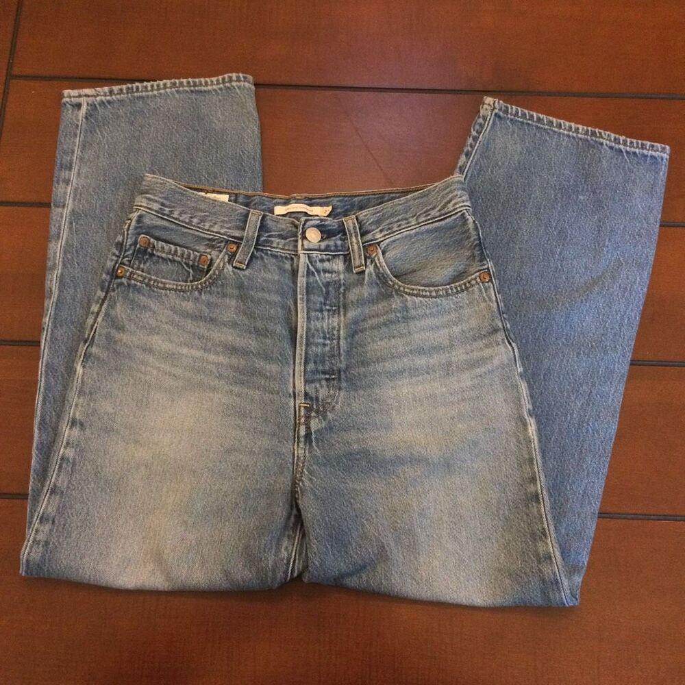 Levi’s ribcage straight jeans 27 blue button fly - Picture 4 of 14